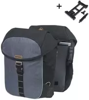Basil Dviračio kuprinė dviguba BASIL MILES TARPAULIN DOUBLE PANNIER BAG MIK 34L, MIK System (ready to go), 100% neperšlampama juodas slate (NEW 2025)