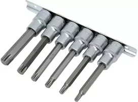 "Rockforce" TORX antgalių-bitų rinkinys 1/2'' 6 dalių (T30-T60, L-100mm)