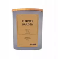 Donau Home Sojų žvakė DONAU HOME, pilkame stikle, medinis dangtelis ir dagtis, Flower Garden, 200g