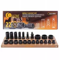 Forcekraft smūginių antgalių rinkinys 1/2'' 22 vnt. (10-32mm) (6 briaunų)