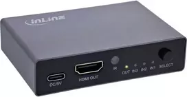 Šakotuvas InLine® HDMI perjungiklis, 3-jų įėjimų, 8K4K@60Hz, HDCP 2.3