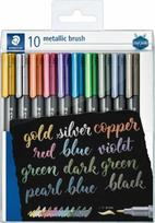 Staedtler Flomasteris teptukas Metallic brush Bullet Journal rinkinys 10 spalvų Staedtler
