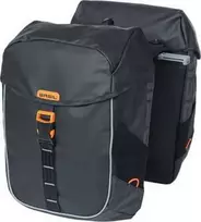 Basil Dviračio kuprinė dviguba BASIL MILES TARPAULIN DOUBLE PANNIER BAG MIK 34L, MIK System (ready to go), 100% atspari vandeniui juoda oranžinė (NEW 2025)