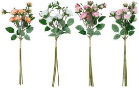 Dirbtinės gėlės „FLOWERLY“, 4 vnt. „Krūminių rožių“ puokštė, įvairių spalvų