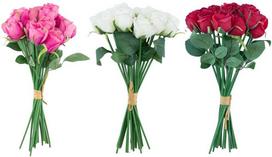 Dirbtinės gėlės „FLOWERLY“ – 18 rožių puokštė, įvairių spalvų