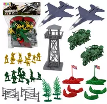 Lean Toys Kareivėlių figūrėlių rinkinys su transporto priemonėmis, 72 vnt.