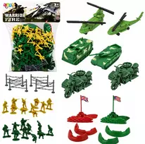 Lean Toys Kareivėlių figūrėlių rinkinys su transporto priemonėmis, 121 vnt.