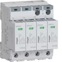 Hager viršįtampių ribotuvas Hager 4P SPE440S Type 2 TNS Uc 275V In 20kA Imax 40kA