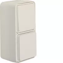 Hager WNC080B Perjungimo jungiklis su SCHUKO kištukiniu lizdu, su uždedamu dangteliu, paviršinis montavimas, vertikalus, Polar White