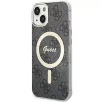Guess GUHMP15MH4STK Kietasis dėklas, skirtas iPhone 15 Plus/14 Plus 6,7 inch juodas MagSafe 4G