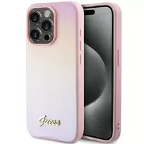 Guess Saffiano Iridescent Script Hard Case for Apple iPhone 15 Pro 6,1 inch - Pink