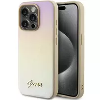 Guess GUHCP15LPSAIRSD Saffiano Iridescent Script Hard Case, Apple iPhone 15 Pro 6,1 inch Gold