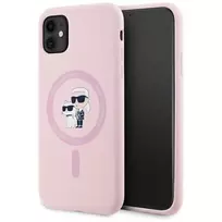 KARL LAGERFELD Silicone Karl&Choupette MagSafe Case for iPhone 11 Pink