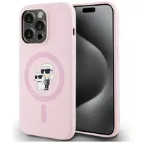 KARL LAGERFELD Silicone Karl&Choupette MagSafe Case for iPhone 14 Pro Max Pink