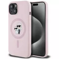 Karl Lagerfeld Silicone Karl & Choupette MagSafe Case for iPhone 15 Pink