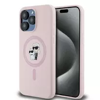 Karl Lagerfeld KLHMP15LSCMKCRHP iPhone 15 Pro 6,1 inch Pink Silicone Hardcase Karl & Choupette MagSafe