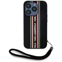 KARL LAGERFELD Saffiano Athleisure Stripes Cord Case, iPhone 15 Pro, Juoda/Raudona