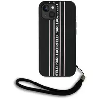 Karl Lagerfeld Saffiano Athleisure Stripes Cord Case, iPhone 15, juoda-rožinė