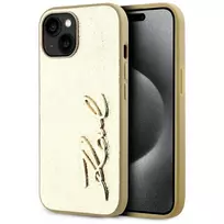 KARL LAGERFELD Wrinkled Metal Signature Telefono Dėklas, skirtas iPhone 15, Auksinis