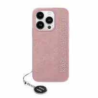 Karl Lagerfeld KLHCP15SPSAKDGCP iPhone 15 / 14 / 13 6.1 Pink Hardcase Saffiano Rhinestones & Charm