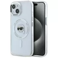 KARL LAGERFELD IML Metal Karl Head MagSafe Dėklas, skirtas Apple iPhone 15 - Baltas