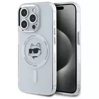 Karl Lagerfeld KLHMP15LHLSCHH iPhone 15 Pro 6.1 Hardcase IML Metal Choupette Head MagSafe White