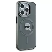 Karl Lagerfeld KLHMP15LHLSKIK Hardcase for Apple iPhone 15 Pro 6,1 inch Black IML Metal Karl Head MagSafe