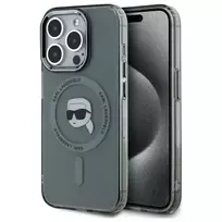 Karl Lagerfeld KLHMP15XHLSKIK Hardcase IML Metal Karl Head MagSafe, skirta iPhone 15 Pro Max 6,7 inch juoda