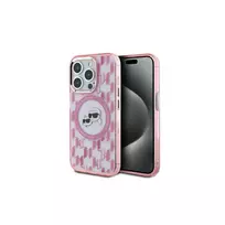 Karl Lagerfeld KLHMP15XHMCKMHP iPhone 15 Pro Max 6,7 inch Pink IML Monogram Karl & Choupette Head MagSafe Case