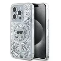 Karl Lagerfeld KLHMP15LLGKISGH iPhone 15 Pro 6,1 inch Hardcase Transparent Liquid Glitter Karl Head MagSafe