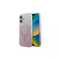 Guess IML Glitter Gradient MagSafe Dėklas, skirtas iPhone 16 (Rožinis)