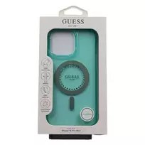 Guess IML Rhinestones MagSafe Dėklas, skirtas iPhone 16 Pro Max (Žalias)