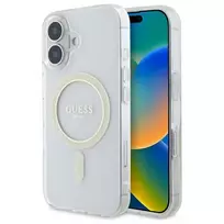 Guess GUHMP16MHFGERET iPhone 16 Plus 6,7 inch Transparent Hardcase IML Glitter Circle MagSafe