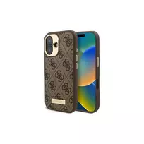 Guess GUHMP16MU4GPRW iPhone 16 Plus 6,7 colio rudos spalvos kietas dėklas su 4G logotipo plokšte ir MagSafe