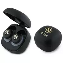 Guess GUTWSJ144ESK TWS Bluetooth ausinės su įkrovimo dėklu, juodos, su 4G atspaudu