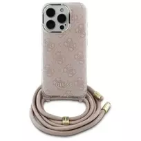 Guess GUHCP16SHC4SEP iPhone 16 6,1 colio rožinis kietas dėklas su kryžminiu dirželiu 4G raštas