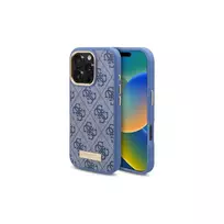 Guess GUHMP16LU4GPRB iPhone 16 Pro 6,3 col. Mėlynas Kietas Dėklas 4G Logo Plokštelė MagSafe