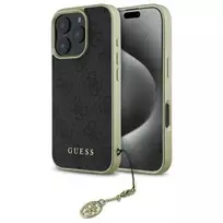 Guess GUHCP16LGF4GGR iPhone 16 Pro 6,3 colio juodas kietasis dėklas 4G Charms Collection