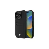 BMW Signature Leather Hardcase su kortelių lizdu, skirtas Apple iPhone 16 Pro Max 6,9 colio, juodos spalvos