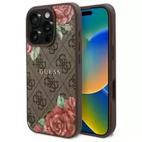 Guess GUHMP16XP4ROPEMCW iPhone 16 Pro Max 6,9 col. Kietasis dėklas Ruda 4G Gėlių raštas MagSafe