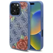 Guess GUHMP16XP4ROPEMCB iPhone 16 Pro Max 6,9 inch Blue Hardcase 4G Flowers Print MagSafe