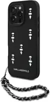 Karl Lagerfeld Saffiano Crystals with Chain Back Cover for iPhone 16 Pro, Black