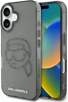 Karl Lagerfeld IML Rhinestones Karl Head Dėklas, skirtas iPhone 16 (Juodas)