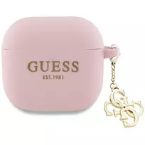 Guess GUA4LECG4P AirPods 4 Cover Pink Silicone 4G Charm