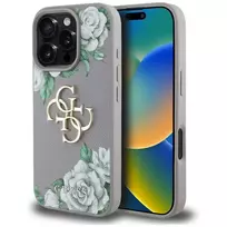 Guess Grained Roses Big 4G Logo Dėklas Apple iPhone 16 Pro Max - Violetinis