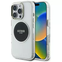 Guess IML Metal Colored Circle Classic Logo Dėklas su MagSafe, iPhone 16 Pro Max (Juodas)
