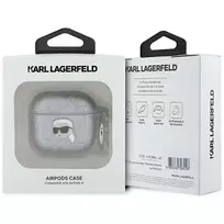 Karl Lagerfeld Monogram Karl Head Dėklas, skirtas AirPods 4 (sidabrinis)