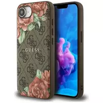 Guess 4G Flowers Print MagSafe Dėklas, skirtas iPhone 16e / 17e, Ruda spalva