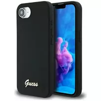 Guess Silicone Script Metal Logo MagSafe Case for iPhone 16e (Juoda)