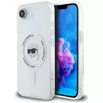 Karl Lagerfeld IML Metal Karl Head MagSafe Case for iPhone 16e/17e White